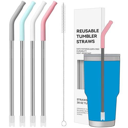 30 oz Straight Metal Straws with Silicone Tip for 30 oz Tumbler