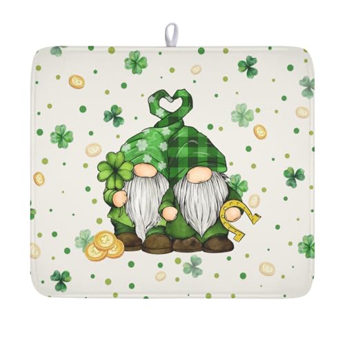 St Patrick's Day Gnome Dish Drying Mat for Kitchen Counter