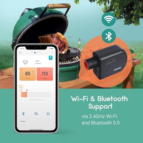 Wi Fi and Bluetooth BBQ Automatic Smoker Fan Thermometer