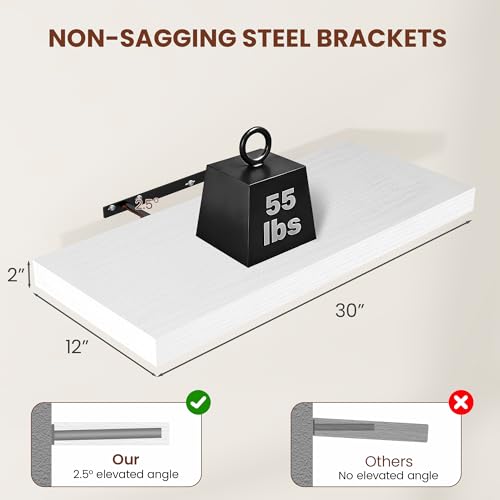 12 Deep Floating Shelves 30x12” Set of 2 (2 Count)