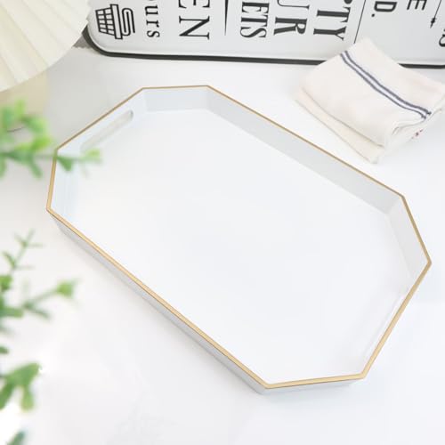 White Decorative Tray with Handles