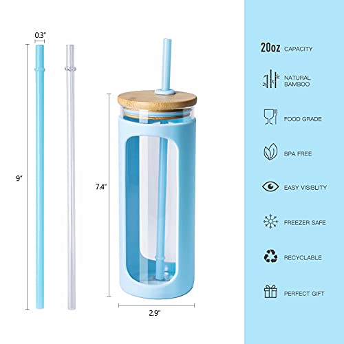20oz Glass Water Tumbler with Straw and Lid