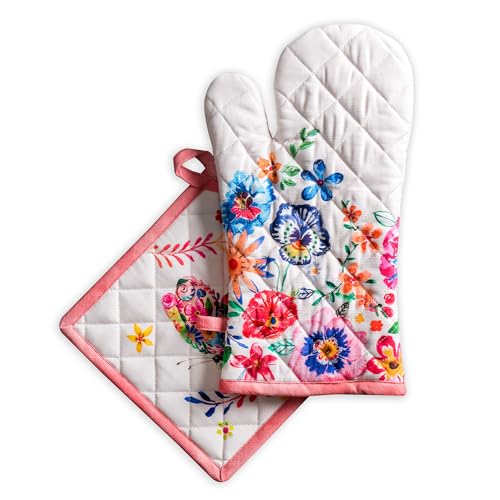 100% Cotton Oven Mitt & Pot Holder Set