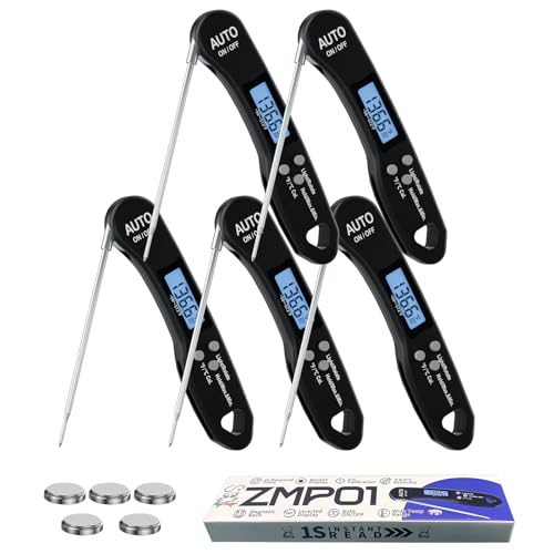 5 Pack Foldable Instant Read Digital Meat Thermometer