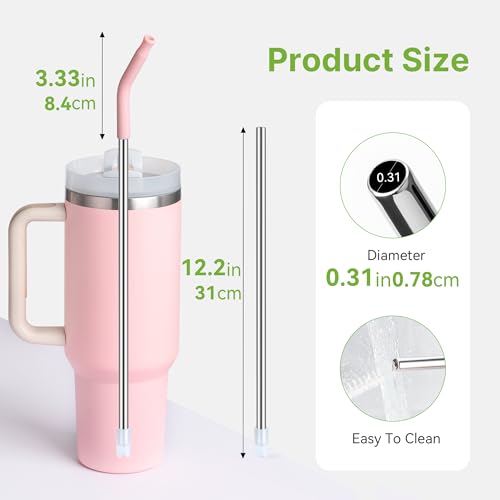 Metal Straws With Silicone Tip for Stanley Quencher 40 oz Tumblers