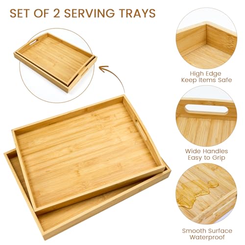 Bamboo Serving Tray with Handles (2 Count)