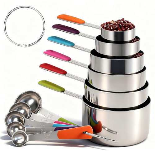 Measuring Cups and Spoons Set Stainless Steel 11 Piece for Cooking and Baking (11 Count)