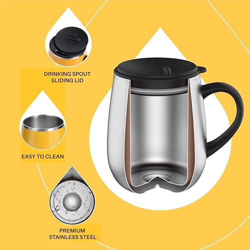 16 oz Insulated Coffee Mug with Lid and Handle