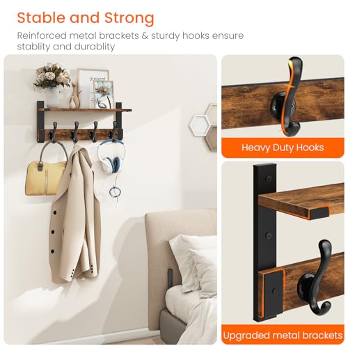 Coat Rack Wall Mount with Shelf