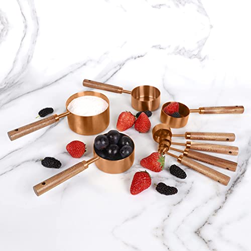 Collection 8 Piece Rose Gold Measuring Cups Set and Measuring Spoons
