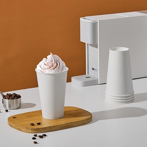 210Pack 16oz Disposable Paper Coffee Cups White Hot Coffee Cups (210 Count)