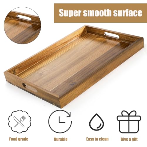 Acacia Wood Serving Tray with Handles