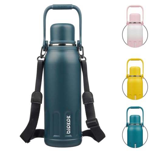 Stainless Steel Insulated Bottle with Handle & Strap