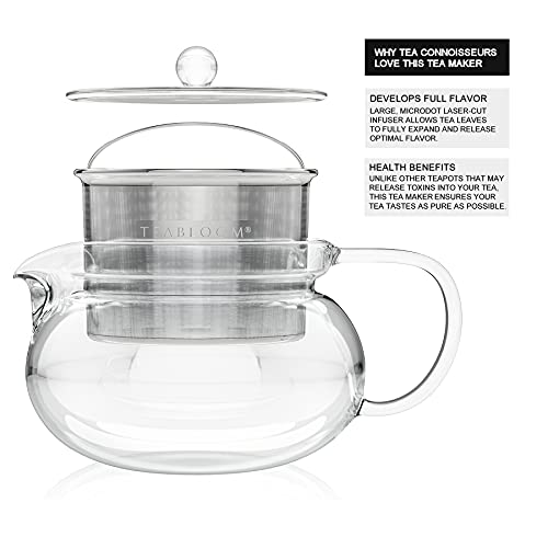 Kyoto 2-in-1 Tea Kettle and Tea Maker – Glass Teapot with Removable Loose Tea Infuser – Tea Connoisseur's Choice