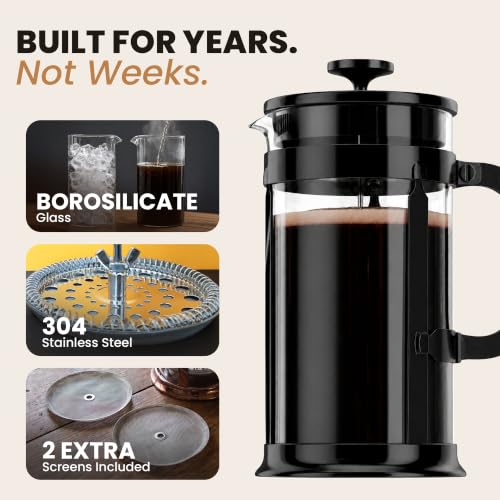 EzDtach French Press Coffee Maker 34oz Black
