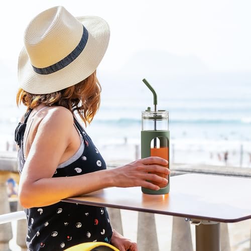 24oz Glass Tumbler with 2 Lids and Straws