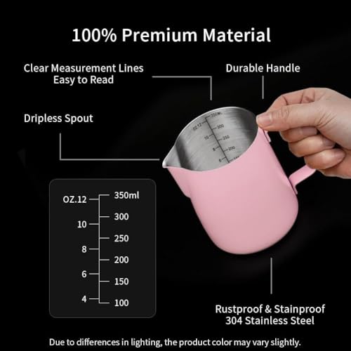 12oz Milk Frothing Pitcher Stainless Steel Espresso Steaming Jug