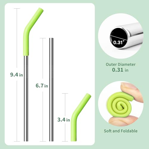 Short Metal Straw with Silicone Tips