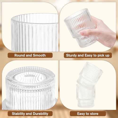 24 Ribbed Drinking Glasses Set (24 Count)