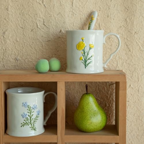 2 Pack Floral Ceramic Coffee Mugs