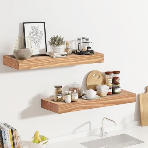 Solid Wood Floating Shelves (2 Count)