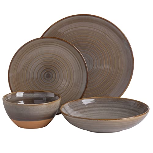 16 Piece Dreamweaver Double Bowl Terracotta Reactive Dinnerware Set