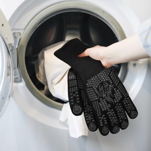 BBQ Gloves 1472°F Heat Resistant with Silicone Grip Oven Mitts (2 Count)