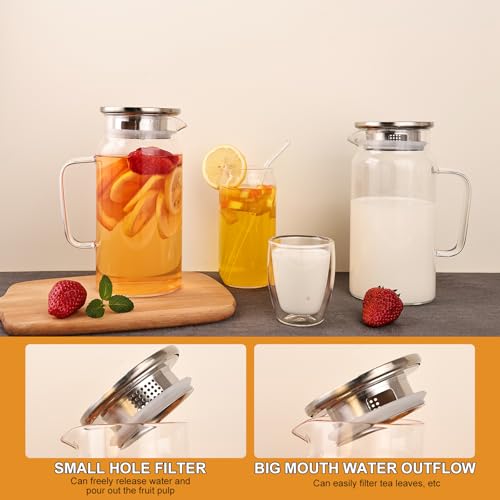 Set of 2 Glass Pitcher with Lid (2 Count)
