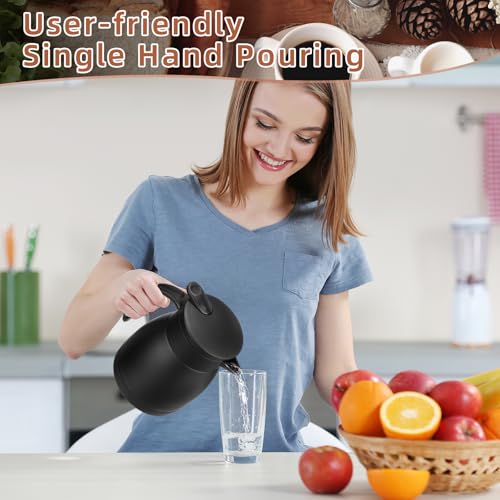 2 Pcs Thermal Coffee Carafe Insulated Stainless Steel Coffee Carafe for Hot Liquid Vacuum Thermal Pot Creamer Pitcher Dispenser with Brushes Keeping Hot Water Milk (2 Count)