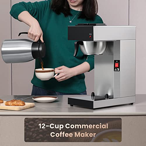 12 Cup Commercial Coffee Maker with 74oz Thermal Carafe