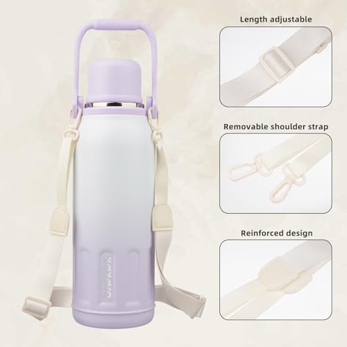 Stainless Steel Insulated Bottle with Handle & Strap