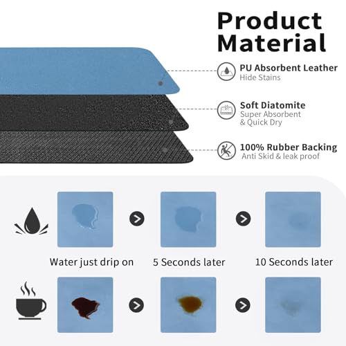 Coffee Mat Absorbent Hide Stain Rubber Backed Dish Drying Mat for Kitchen Counter
