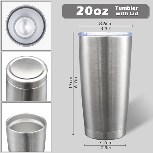 20oz Tumbler with Lid Stainless Steel Tumblers Insulated Mug SS 6P (6 Count)