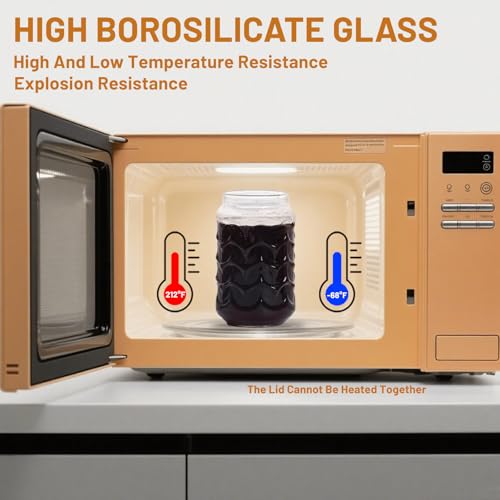 4 Pack 18oz Borosilicate Glass Cups with Leakproof Lids & Straws (18 Count)