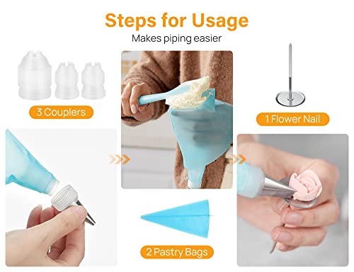 54 Piping Bags and Tips Set Frosting Piping Kit for Beginners & Pros