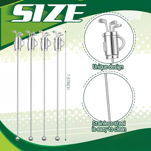 20 Pcs Metal Golf Cocktail Stirrers Swizzle Stir Sticks 7.87 Inch Reusable Drink Stirrer Sticks Party Decorations Party Clubhouse and Outing Decorations (20 Count)