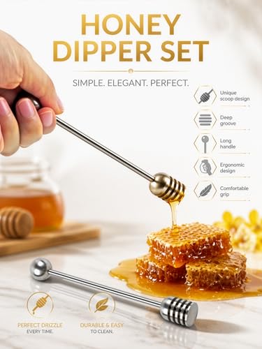 Honey Dipper 6.3 in 304 Stainless Steel Syrup Server Stick (2 Count)