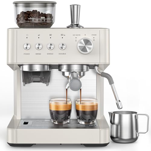 2026 Upgrade) 15 Bar Espresso Machine with Grinder & Milk Frother Steam Wand, 58mm Commercial Espresso Maker for Home,Coffee Maker with Grinder Perfect for latte,Cappuccino