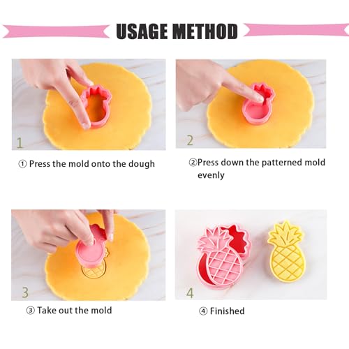 8Pcs Fruit Cookie Cutters Set 3D Plastic Biscuits Mold for Baking (8 Count)