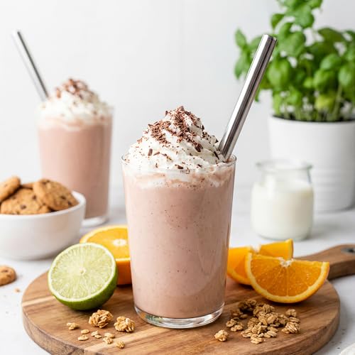 0.47" Extra Wide Stainless Steel Reusable Straws for Smoothie
