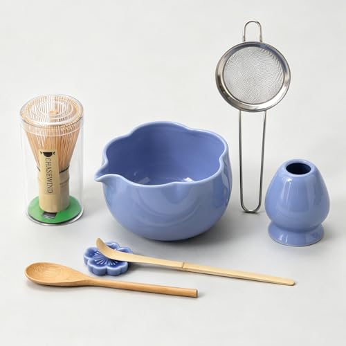 Matcha Set 8Pcs Floral Ceramic Matcha Kit with Matcha Whisk