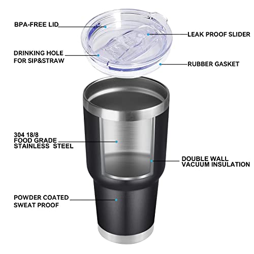 30 oz Tumbler with Lid and Straw (4 Count)