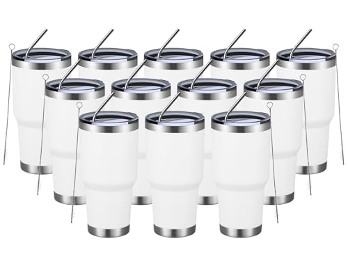 30oz Insulated Tumbler With Lids and Straws (12 Count)