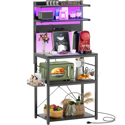 Bakers Rack with Power Outlet & RGB LED