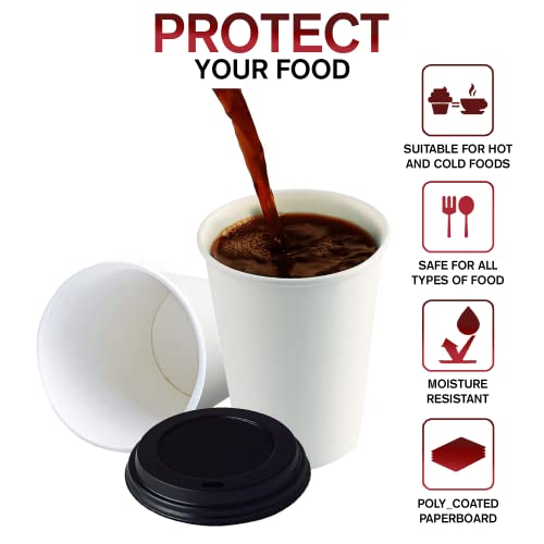White Disposable Paper Coffee Cups with Lids (100 Count)