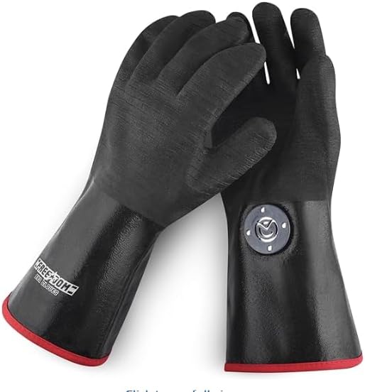Freedom BBQ Gloves 932°F Heat Rated Magnetic EZ On Off Safety Clips Waterproof for Grills Smokers Fryers Ovens (18