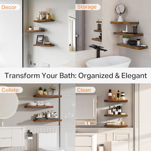 Rustic Brown Bathroom Floating Shelves
