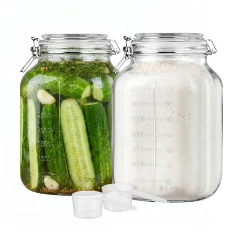 1.1 Gallon Glass Storage Jars with Airtight Clamp Lids (2 Count)