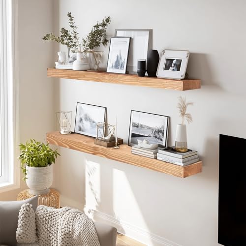 Solid Wood Floating Shelves (2 Count)