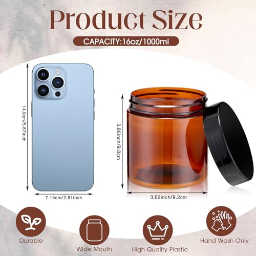 4 Pcs Plastic Jars Wide Mouth with Lids (4 Count)